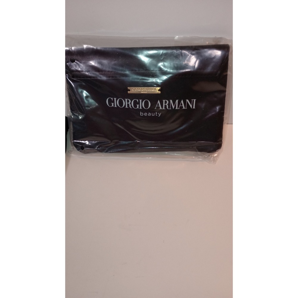 Giorgio Armani Beauty Black Premium Flat Pouch and Drawstring Bag Set